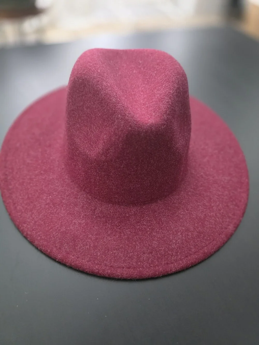 Fadivo New York Dark Cherry Felt Wide Brim Fedora Hat NWT